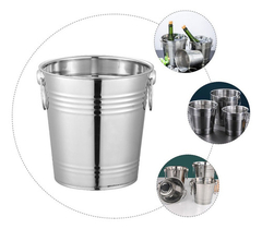 Hielera Cubetera De Acero Para Botella Latas Hielo Hogar Bar Color Plateado - 265061 Rayas