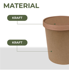 Pote Contenedor Recipiente Kraft 20oz Con Tapa Cartón 10u - demo-astroselling