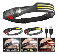 Linterna Cintillo Frontal Bicolor Led Luz Camping Lampara Linterna Negro - 228228 Luz Blanco/rojo - 228228
