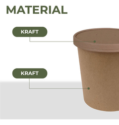 Pote Contenedor Recipiente Kraft 12oz Con Tapa Cartón 10u