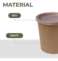 Pote Contenedor Recipiente Kraft 20oz Con Tapa Plástico 30u - demo-astroselling