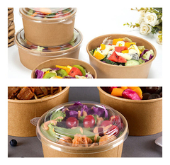 Bowl Envase Recipiente Kraft Con Tapa Pet 750ml 30u