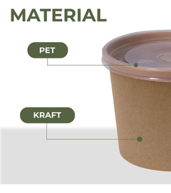Pote Contenedor Recipiente Kraft 8oz Con Tapa Plástico 30u - demo-astroselling