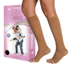 Meia de compressão 3/4 - Pé aberto Bege 20-30Mmhg Unissex Venosan 6000