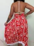 Vestido Saia De Amarrar Alça De Corda Beija Flor Vermelho e Branco - Loja Trance & Dance