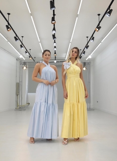 Vestido SALGUNAMU Frente Única Costas Nua Amarelo