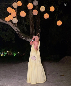 Vestido SALGUNAMU Frente Única Costas Nua Amarelo na internet