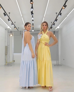 Vestido SALGUNAMU Frente Única Costas Nua Amarelo na internet