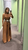 Cinto Boho P.U Marrom e Fivela Prata