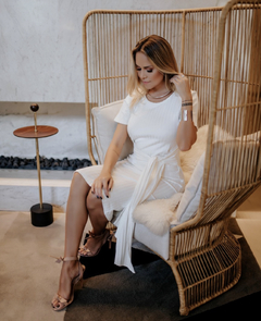 Vestido Canelado com amarração OFF na internet