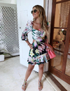 Vestido SALGUNAMU Manguinha Bufante Estampado