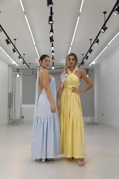 Vestido SALGUNAMU Frente Única Costas Nua Amarelo - loja online