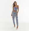 Calça Jeans com Detalhe corrente