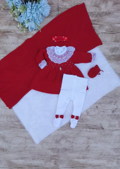 Saída de maternidade Agatha em Tricô Vermelho - loja online