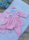 Saída de maternidade Sara em Tricô Rosa