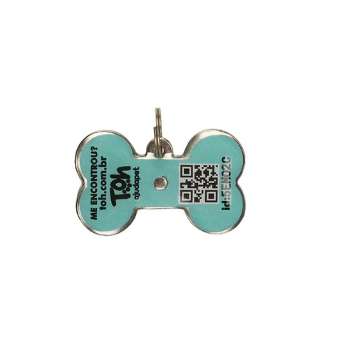 Pingente Plaquinha QR CODE para cachorro verde tiffany G TOH