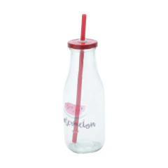 Garrafa de Vidro Canudo Slim 425 ml - Melancia - comprar online