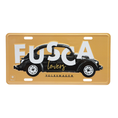 Placa Carro Alumínio Fusca Lover Amarelo