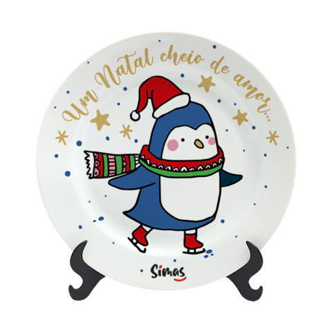 Prato Decorativo 11cm - Natal Mágico Pinguim