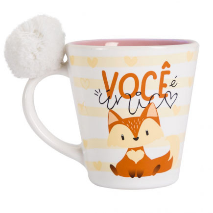 Caneca Com Pompom Floresta Raposa