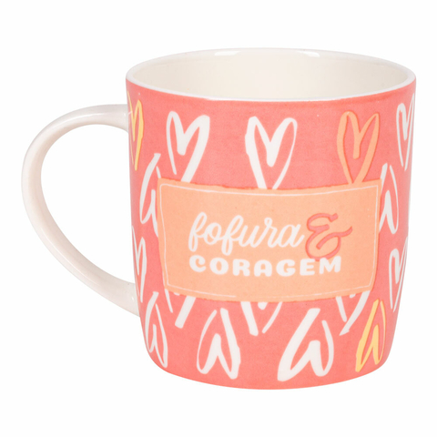 Caneca 400ml Frases Cores e Amores - Fofura e Coragem