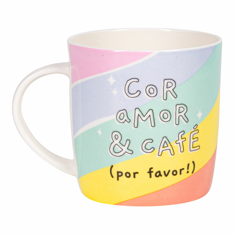 Caneca 400ml Frases Cores e Amores - Com Café 35061