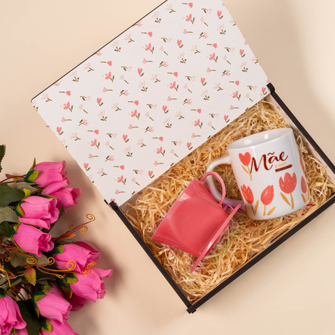 Caneca Cilíndrica Com Coador - Amor Perfeito