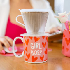Caneca Cilíndrica com Coador - Love Canecas Girl Boss - comprar online