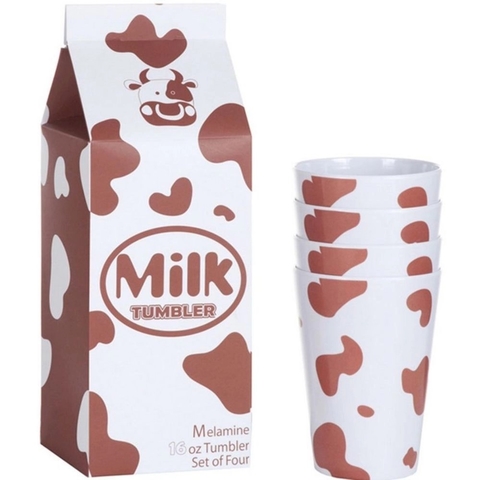 Copo Milk Tumblr com Caixa de Leite na Embalagem - 4 Unidades