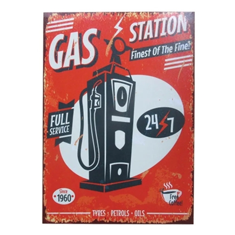 Tela Loft Gas Station Fd Vermelho 50 X 70 X 2,5 Cm
