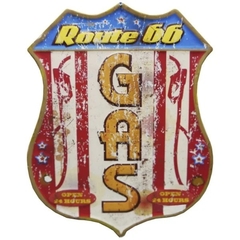 Placa de Metal Route 66 Gas RT-06