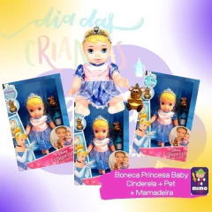 Boneca Princesa Baby Cinderela com Pet e Mamadeira 6421