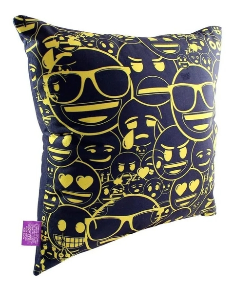 Capa Almofada 40x40 - Emoji Humor Fibra De Veludo