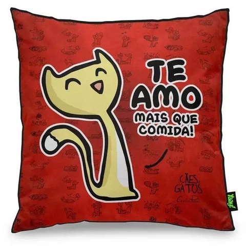 Capa Almofada 40x40 - Te Amo Mais Que Comida