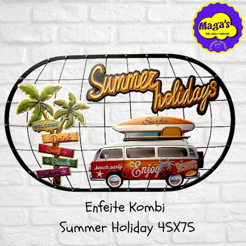 Enfeite de Parede Kombi Viagem de Metal 45X75X4