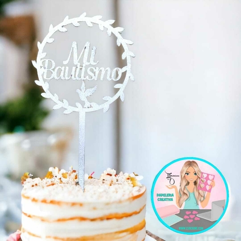 1 Topper Comunión chico - Bautismo Glitter - Brillitos 12,5x22,3cm