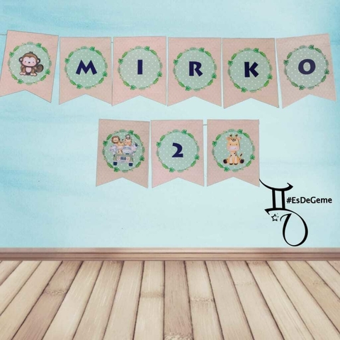 1 banderín, "Feliz cumple" + 2 figuras personalizado (17x13cm c/pieza) COMPRA MINIMA 1 UNIDAD - comprar online