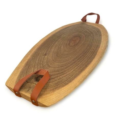 Tabua de Corte em Madeira com Alça de Couro