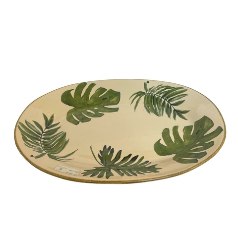 Apoio Ornamental Oval Folhas Verdes