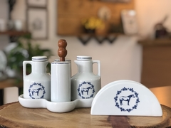 Conjunto Galheteiro + Porta Guardanapo Flower and Horse