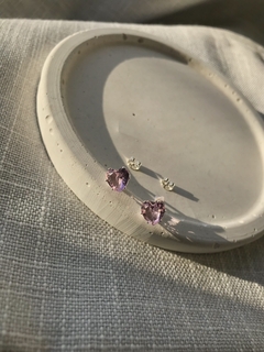 Aros Corazones cubic rosa pl en internet