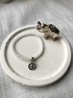 Pulsera cristal blanca san Benito - comprar online