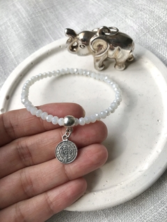 Pulsera cristal blanca san Benito