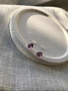 Aros Corazones cubic rosa pl - tienda online