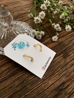 Aros Corazones Cubic Gold