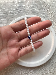 Pulsera cristal Blanca tornasol y ojo turco - comprar online