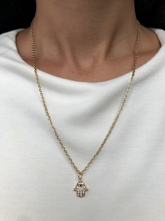 Collar Hamsa cubic gold