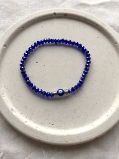 Pulsera cristal azul tornasol ojo - Jg.joyasonline