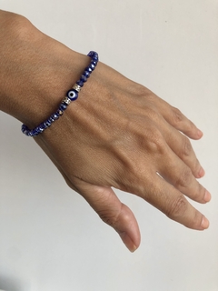Pulsera cristal azul tornasol ojo