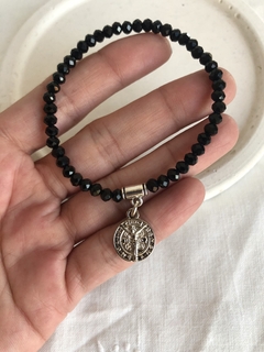 Pulsera cristal san Benito negra - comprar online